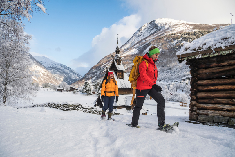 Snowshoeing Near Borgund Stave Church